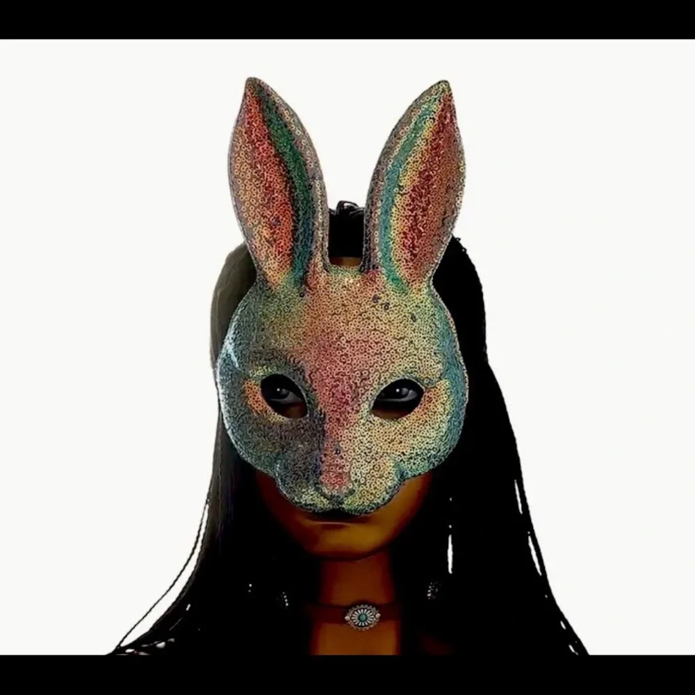 Sparkling Sequin Bunny Party Mask